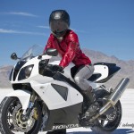 Alicia Mariah Elfving aka MotoLady on RC51 @ Bonneville Salt Flats