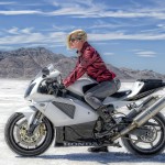 Alicia Mariah Elfving aka MotoLady on RC51 @ Bonneville Salt Flats