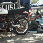 Jeannette Mekdara and an old school Yamaha motorcycle