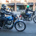 Jada Noriyuki & Stormie Ray ride, geared up on their motorcycles through Portland