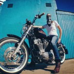 motorcycle woman - caroline patterson on her 2001 harley 883 Sportster