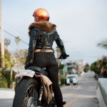 Los Angeles girl on her Honda CB360 motorcycle, Cindy DuLong