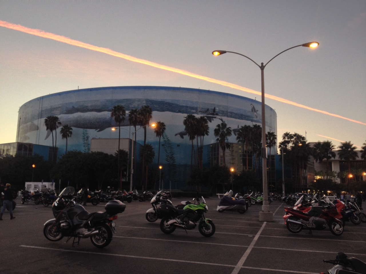 Long Beach Convention Center with motorcycle parking for the International Motorcycle Show