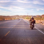 Misty, with all our crap, riding down Sunfair Road