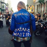 Caroline's awesome jacket. "Satan's Waitin"