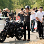 Katja Poensgen with a Triumph Street Triple "Fleur du Mal"