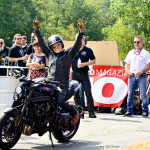 Katja Poensgen with a Triumph Street Triple "Fleur du Mal"