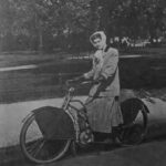 Clara Wagner on the ladies drop-frame Wagner Motorcycle